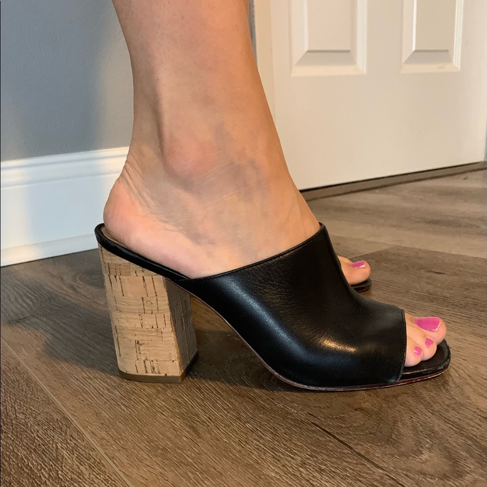 Cole Haan slides mules- black leather,cork heel 7B